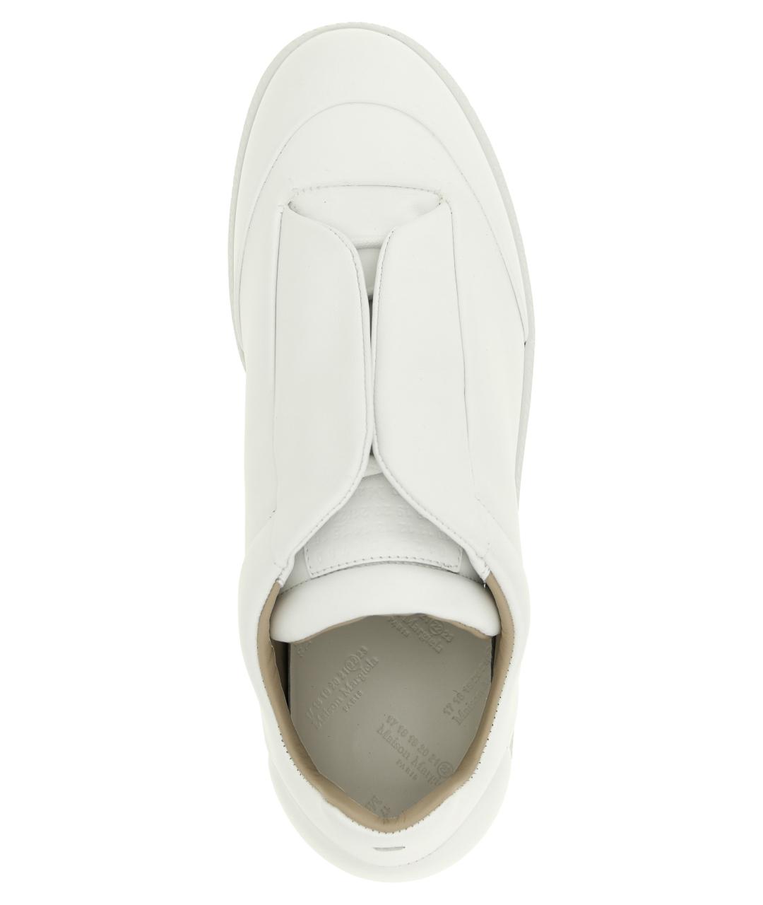 MAISON MARGIELA Белые кожаные низкие кроссовки / кеды, фото 4