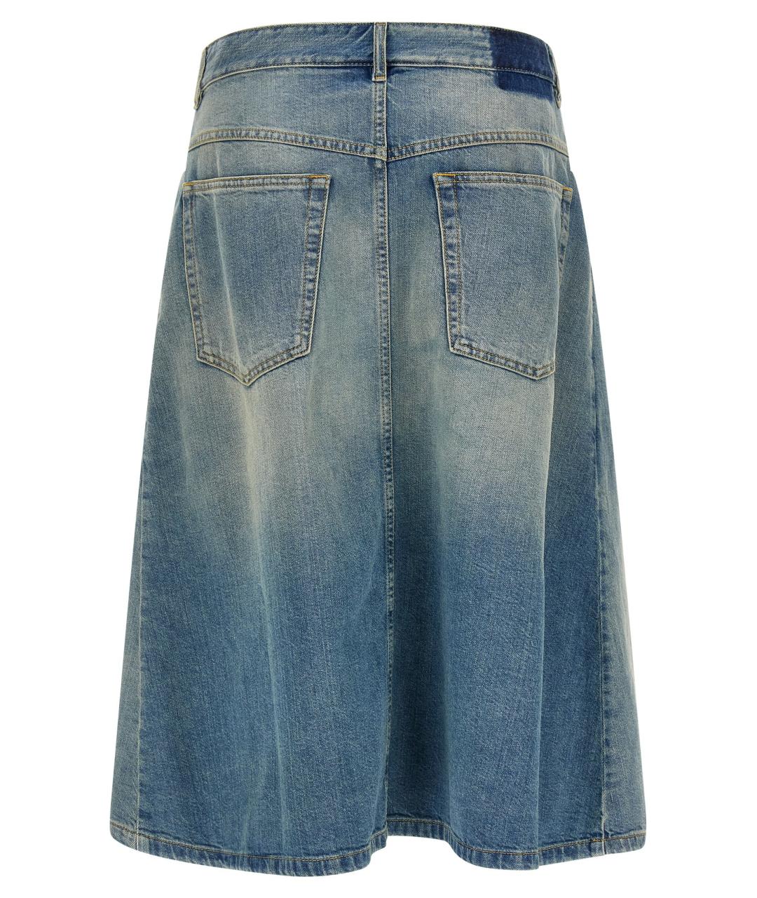 MAISON MARGIELA Голубая хлопковая юбка миди, фото 2
