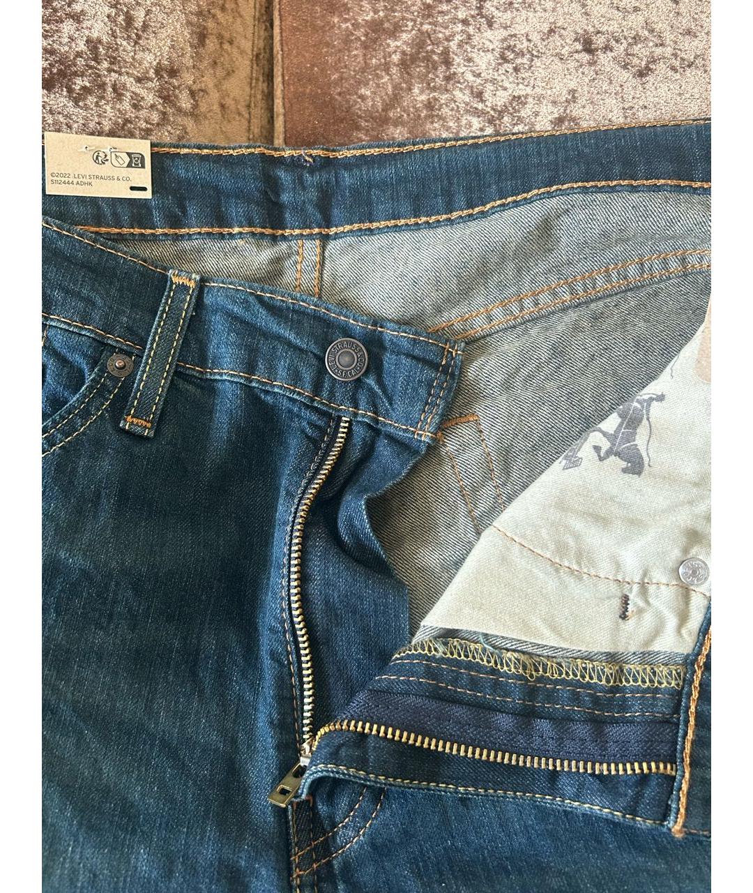 LEVI'S Темно-синие хлопко-эластановые прямые джинсы, фото 5