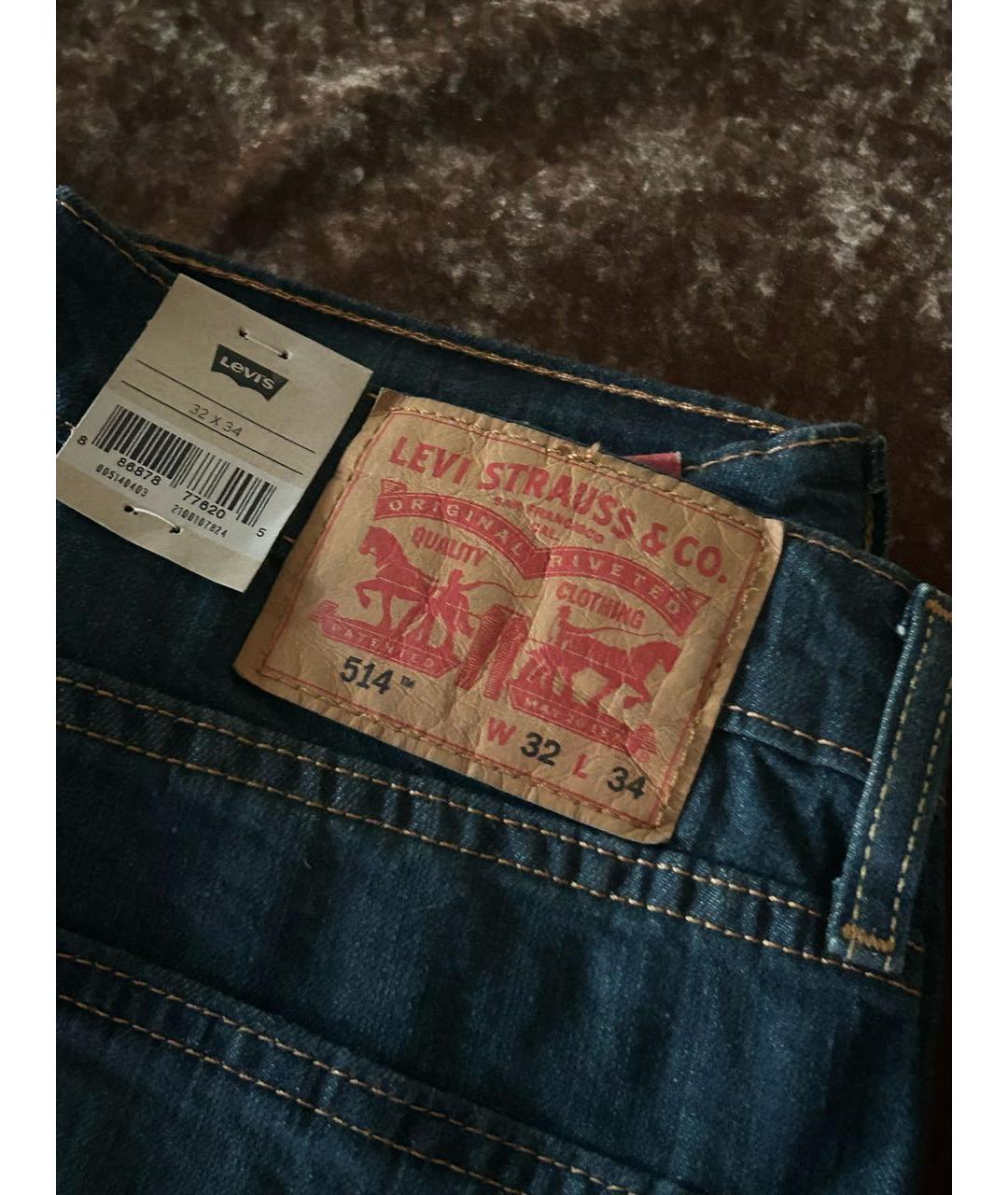 LEVI'S Темно-синие хлопко-эластановые прямые джинсы, фото 4