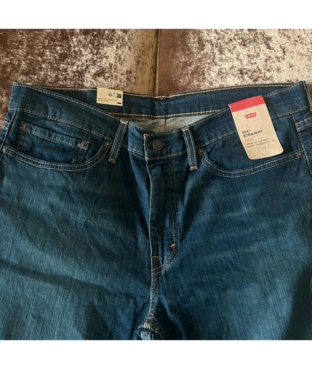 LEVI'S Темно-синие хлопко-эластановые прямые джинсы, фото 3