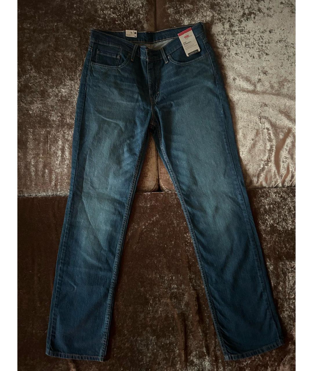 LEVI'S Темно-синие хлопко-эластановые прямые джинсы, фото 9