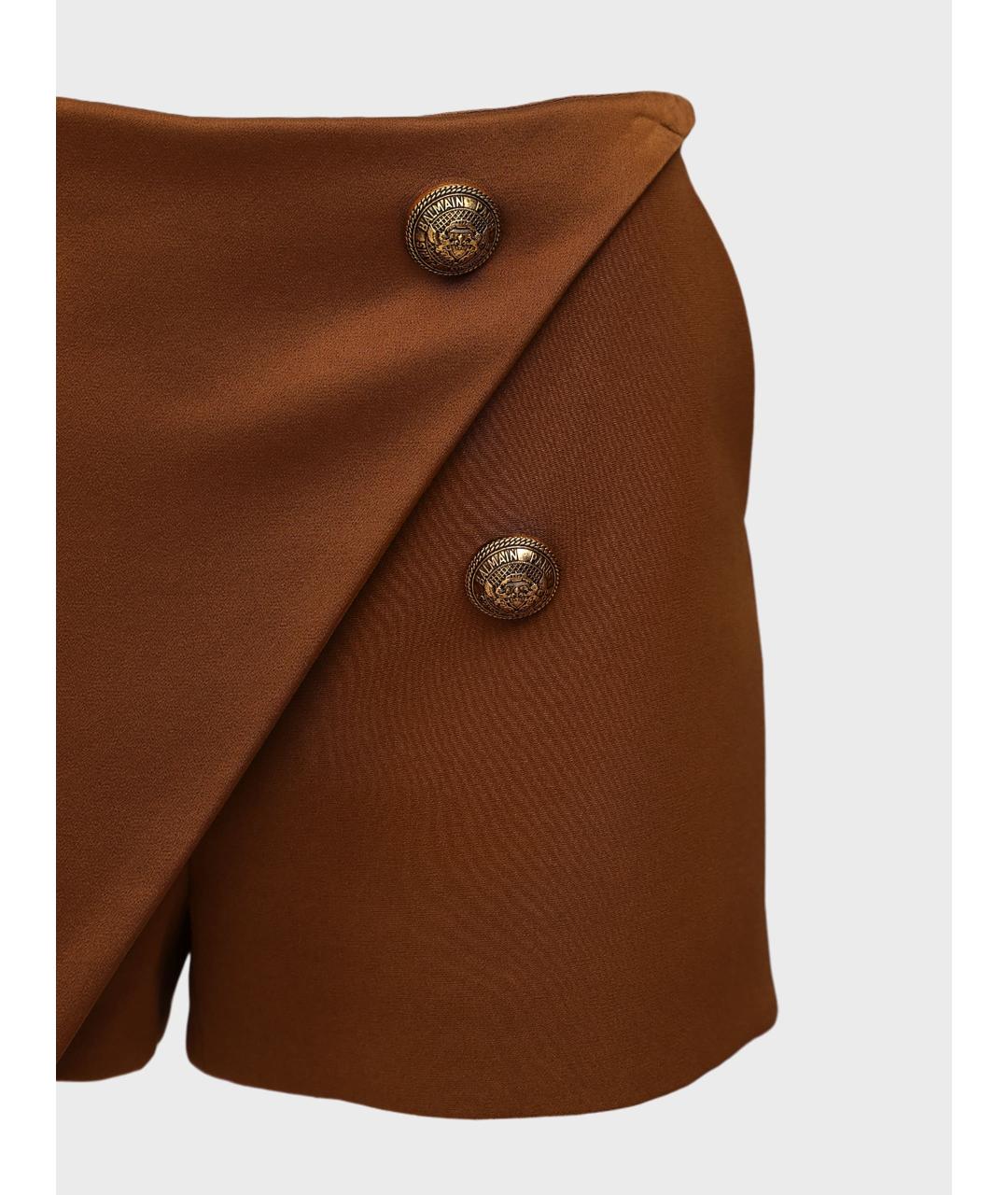 BALMAIN Коричневые деним шорты, фото 3