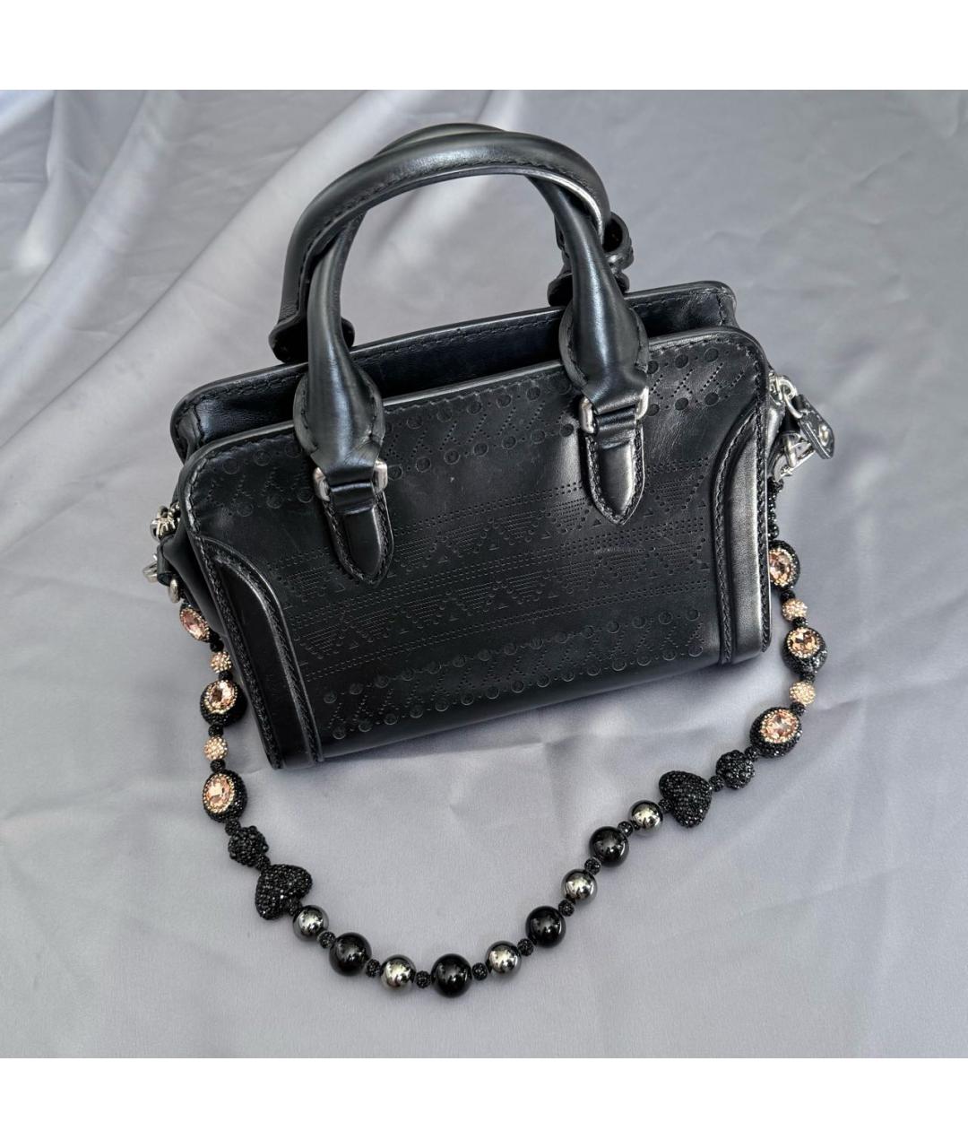 ALEXANDER MCQUEEN Черная кожаная сумка с короткими ручками, фото 6