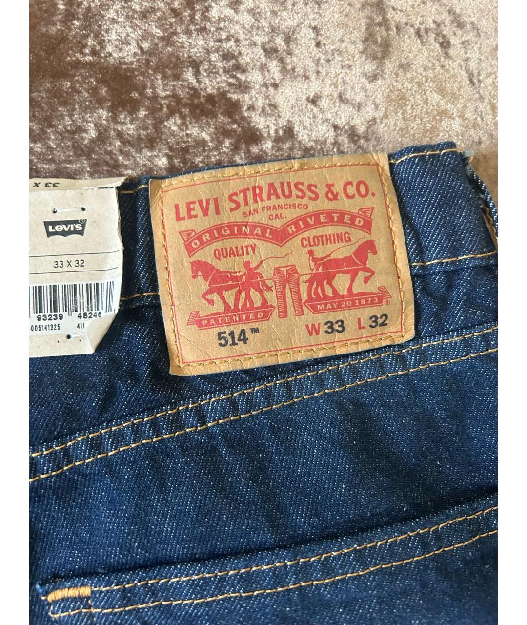 LEVI'S Темно-синие хлопко-эластановые прямые джинсы, фото 6