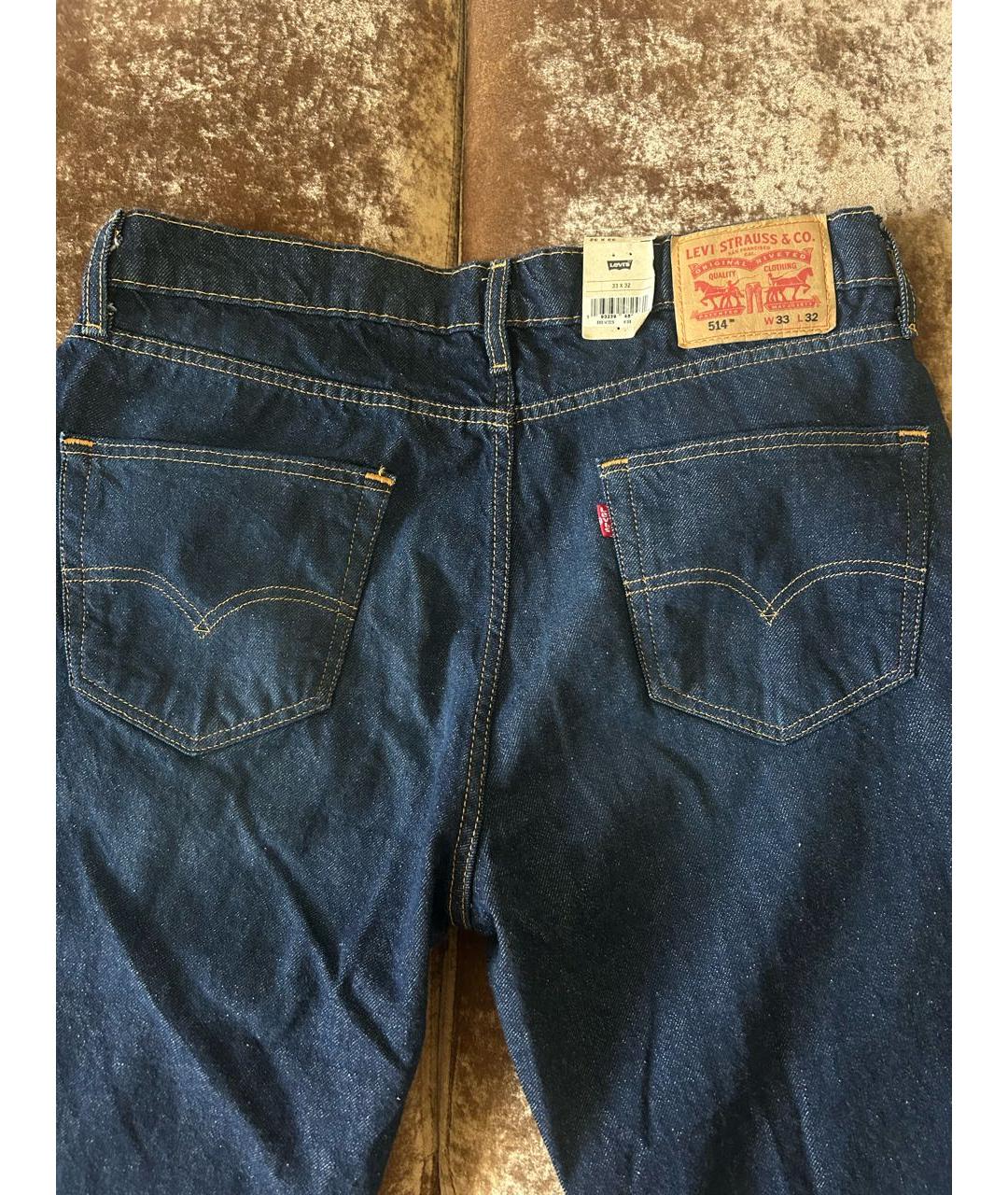 LEVI'S Темно-синие хлопко-эластановые прямые джинсы, фото 4