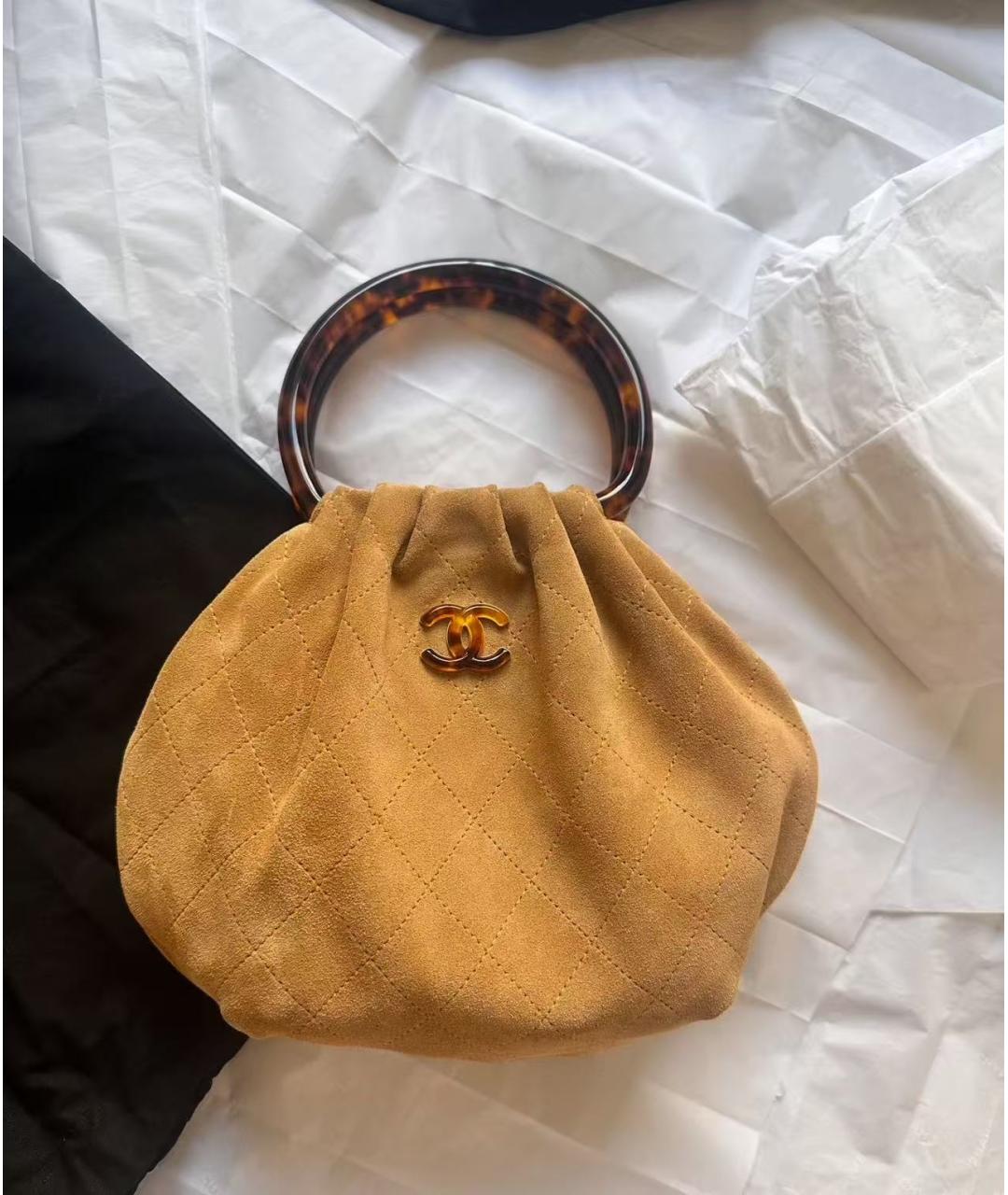 CHANEL Коричневая замшевая сумка с короткими ручками, фото 2