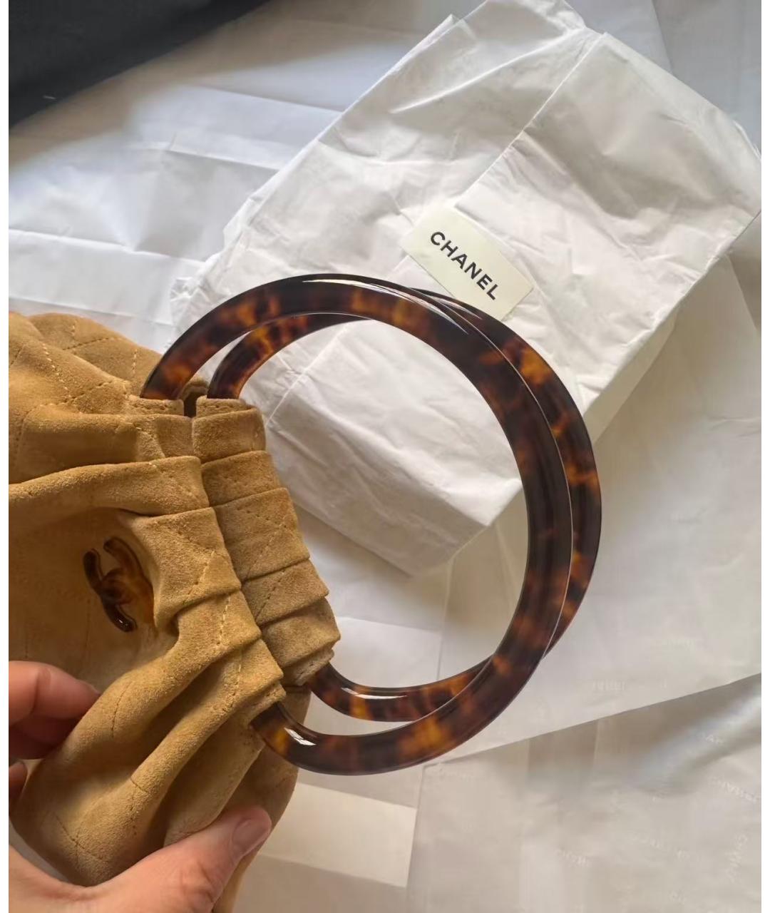 CHANEL Коричневая замшевая сумка с короткими ручками, фото 4