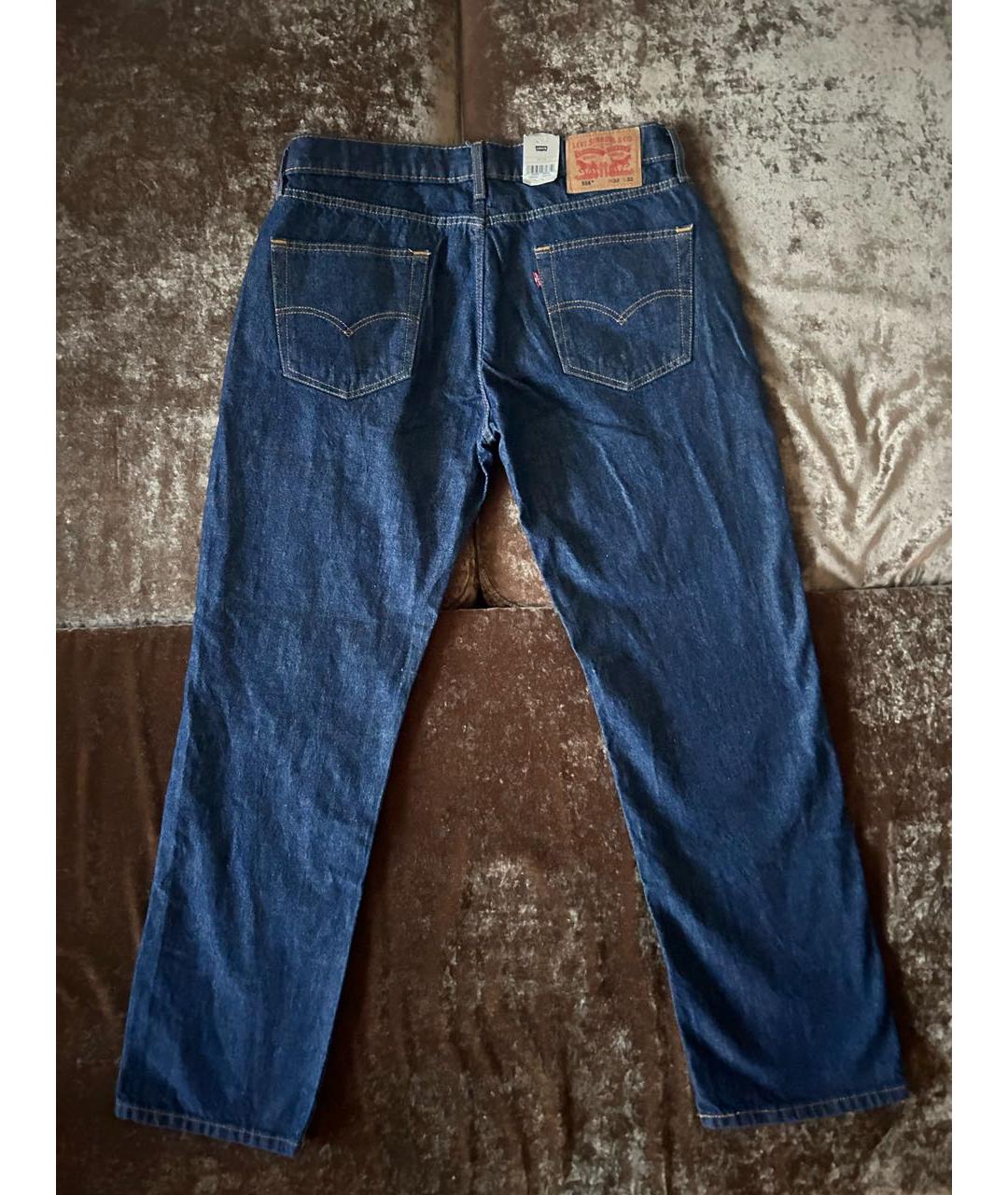 LEVI'S Темно-синие хлопко-эластановые прямые джинсы, фото 2