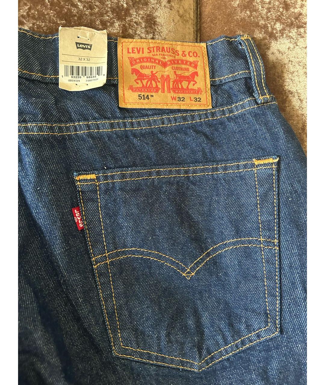 LEVI'S Темно-синие хлопко-эластановые прямые джинсы, фото 4