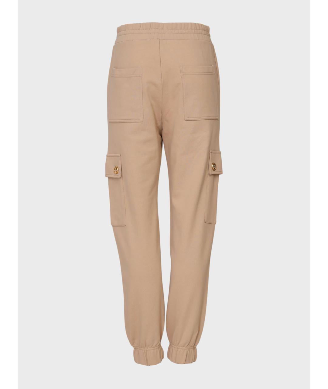 BALMAIN Бежевые хлопко-эластановые брюки узкие, фото 2