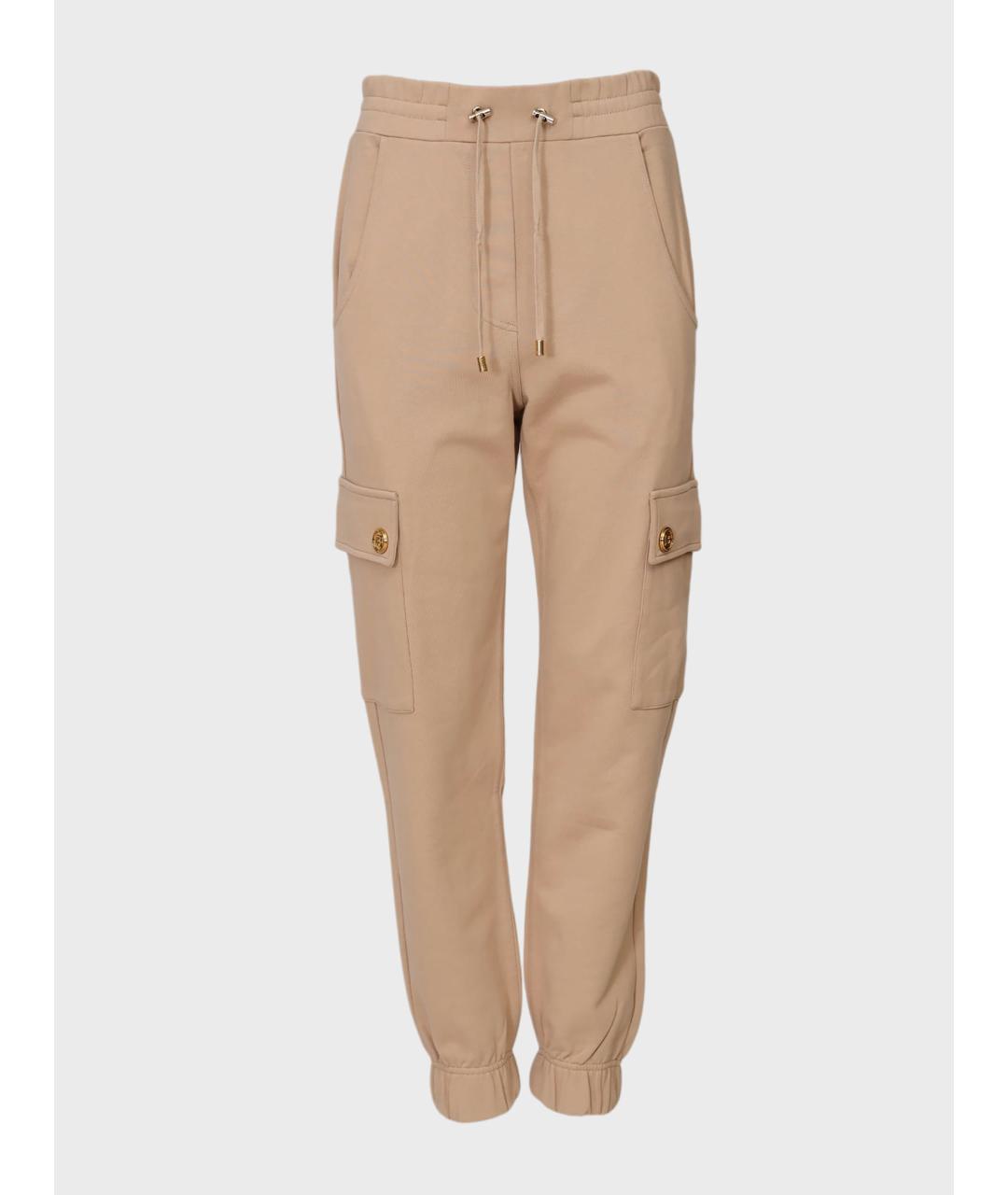 BALMAIN Бежевые хлопко-эластановые брюки узкие, фото 4
