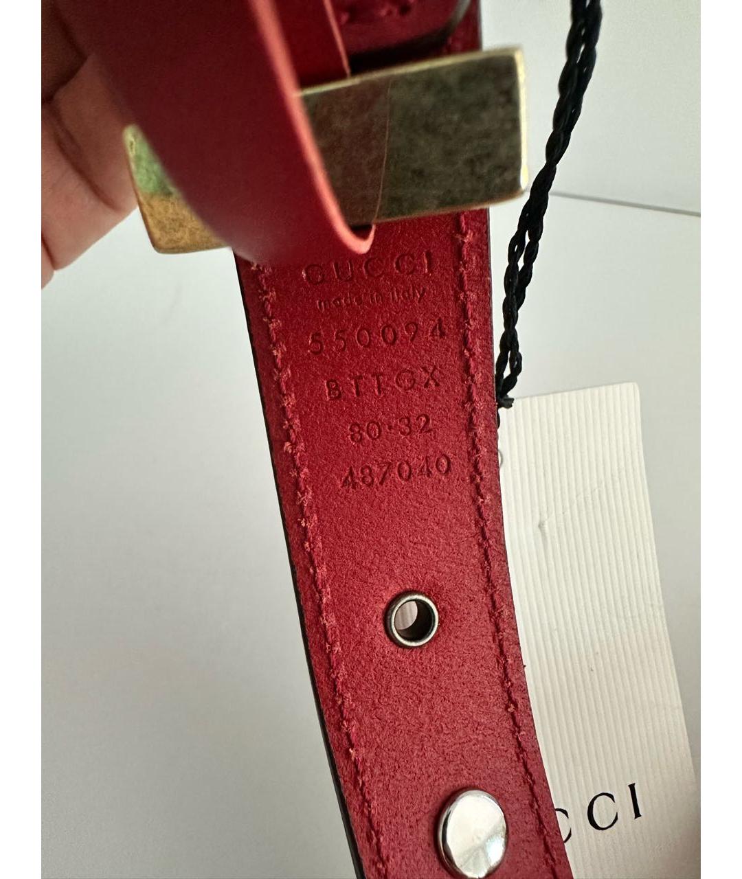 GUCCI Бордовый кожаный ремень, фото 4