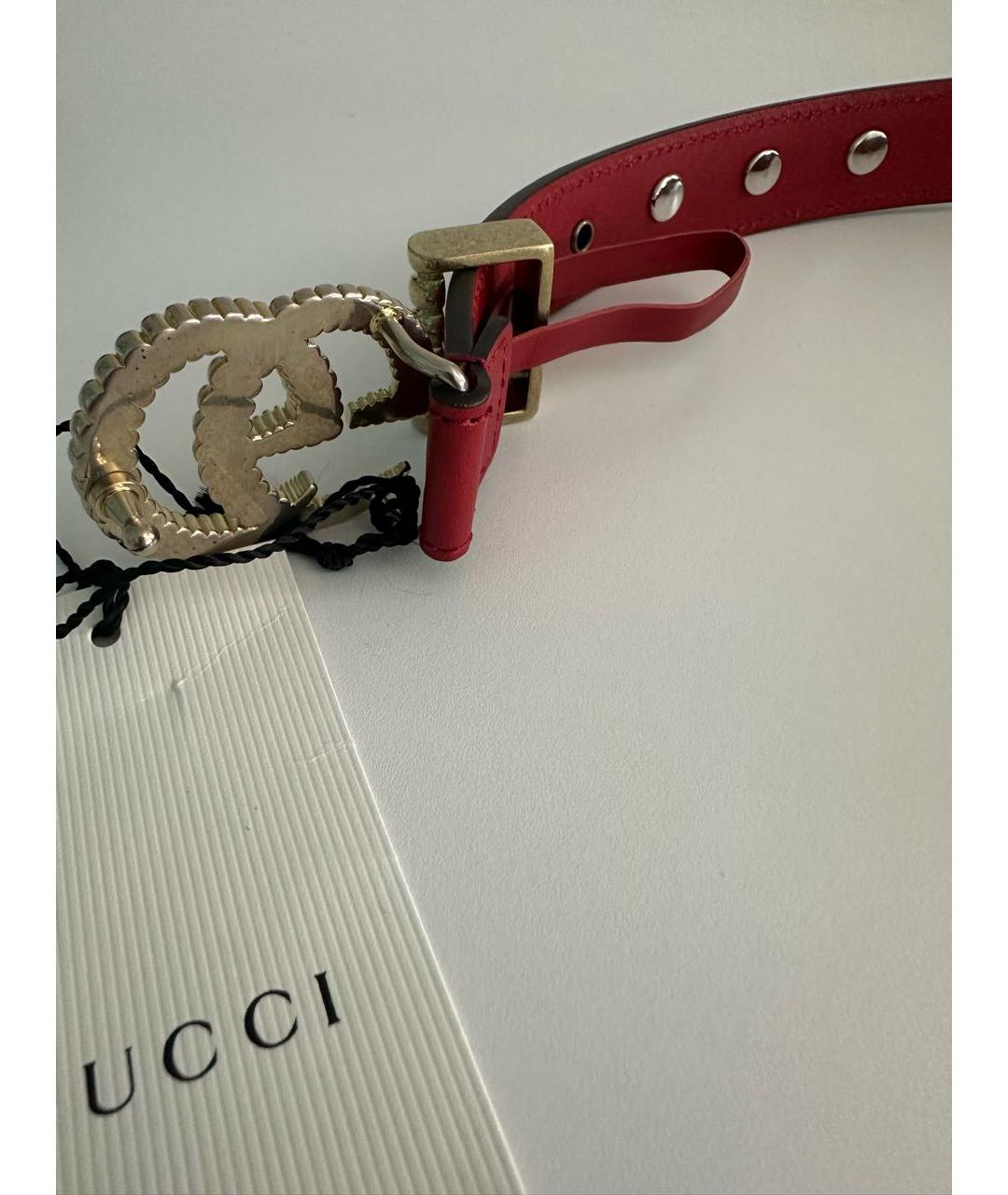 GUCCI Бордовый кожаный ремень, фото 3