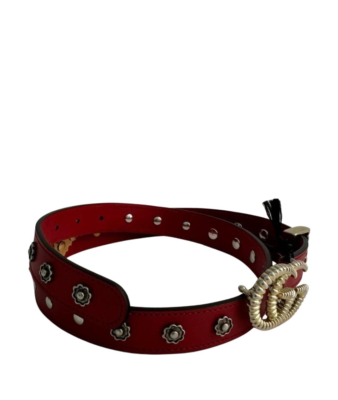 GUCCI Бордовый кожаный ремень, фото 1