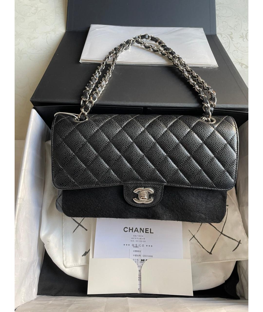 CHANEL Черная кожаная сумка через плечо, фото 7