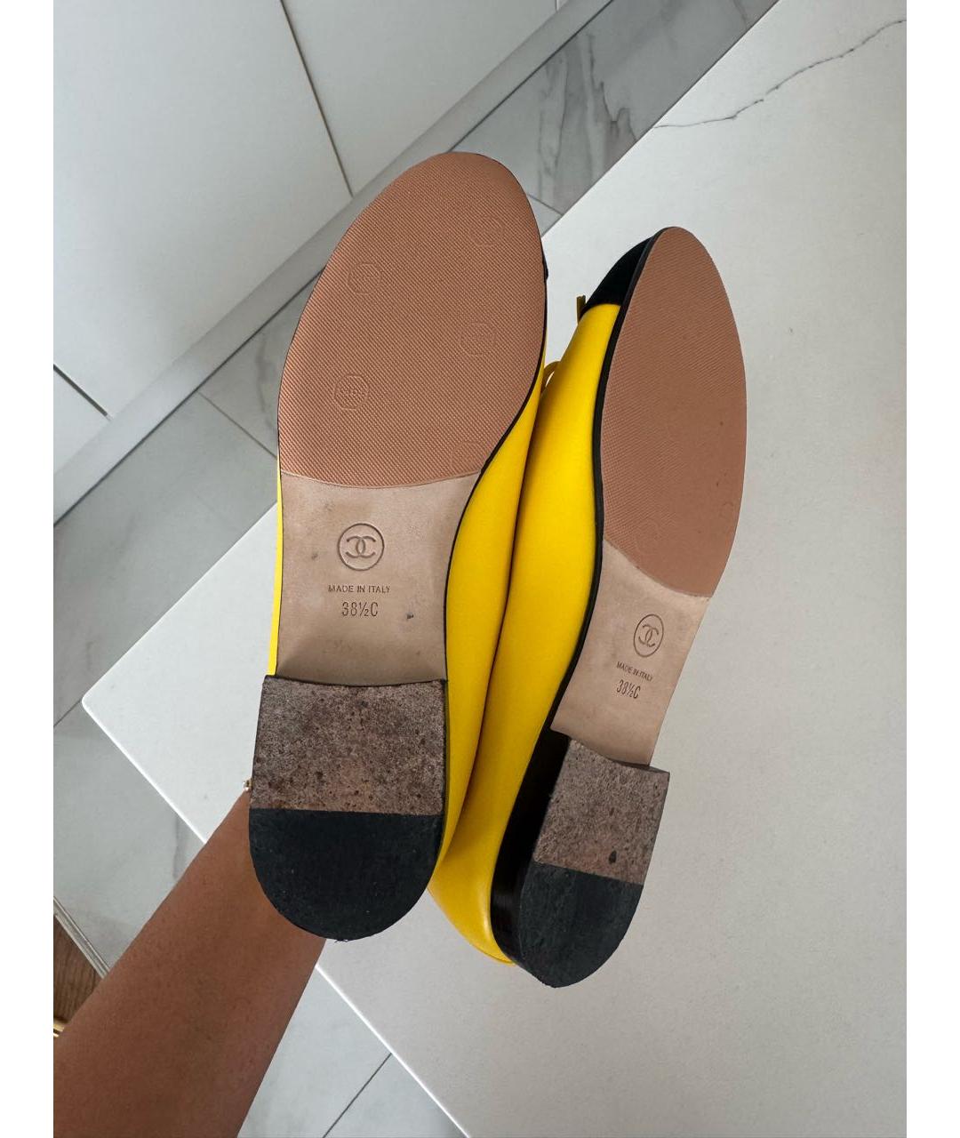 CHANEL Желтые кожаные балетки, фото 4