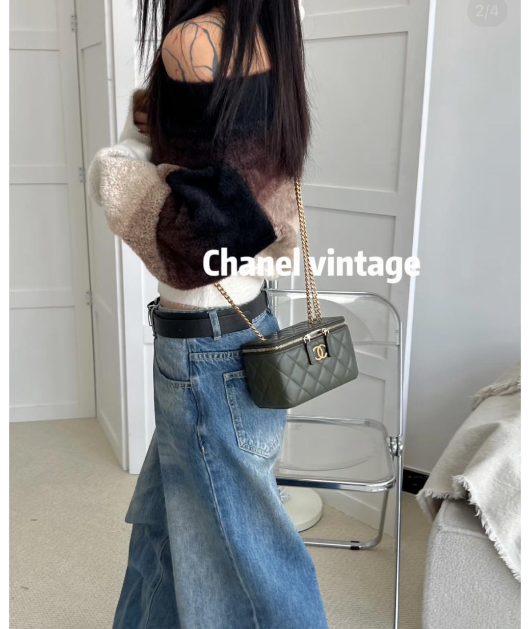 CHANEL Зеленая кожаная сумка через плечо, фото 6