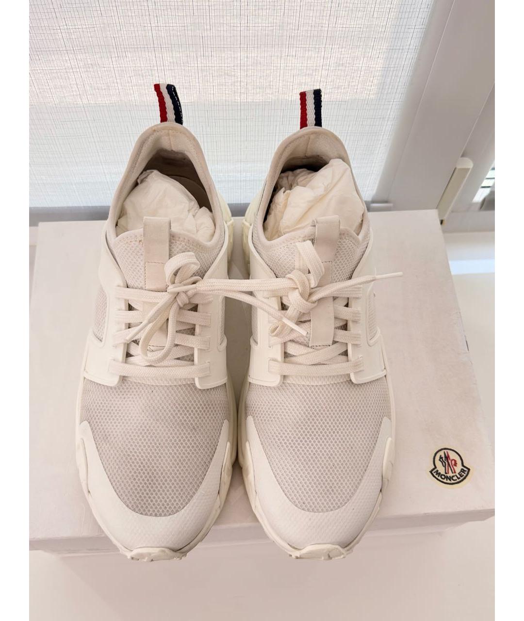 MONCLER Белые текстильные высокие кроссовки / кеды, фото 2