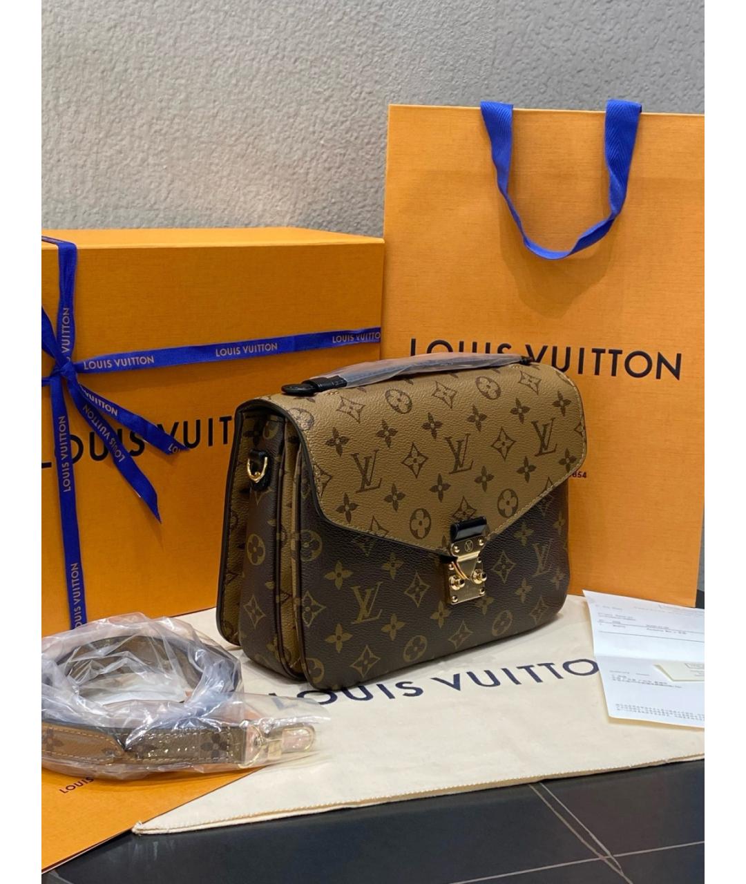 LOUIS VUITTON Коричневая канва сумка с короткими ручками, фото 3