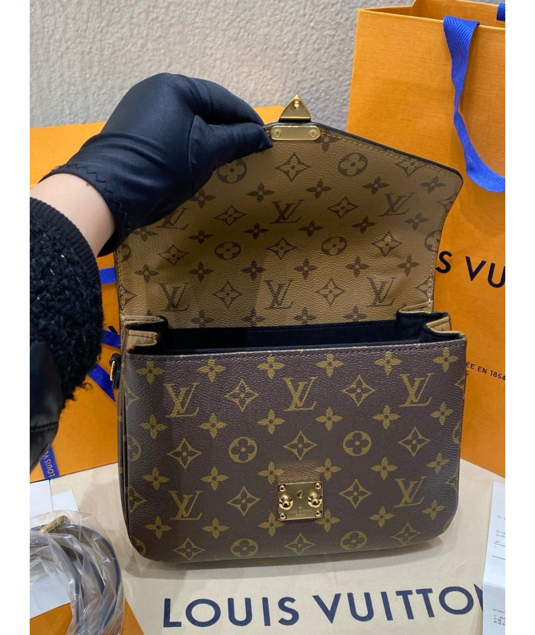 LOUIS VUITTON Коричневая канва сумка с короткими ручками, фото 6