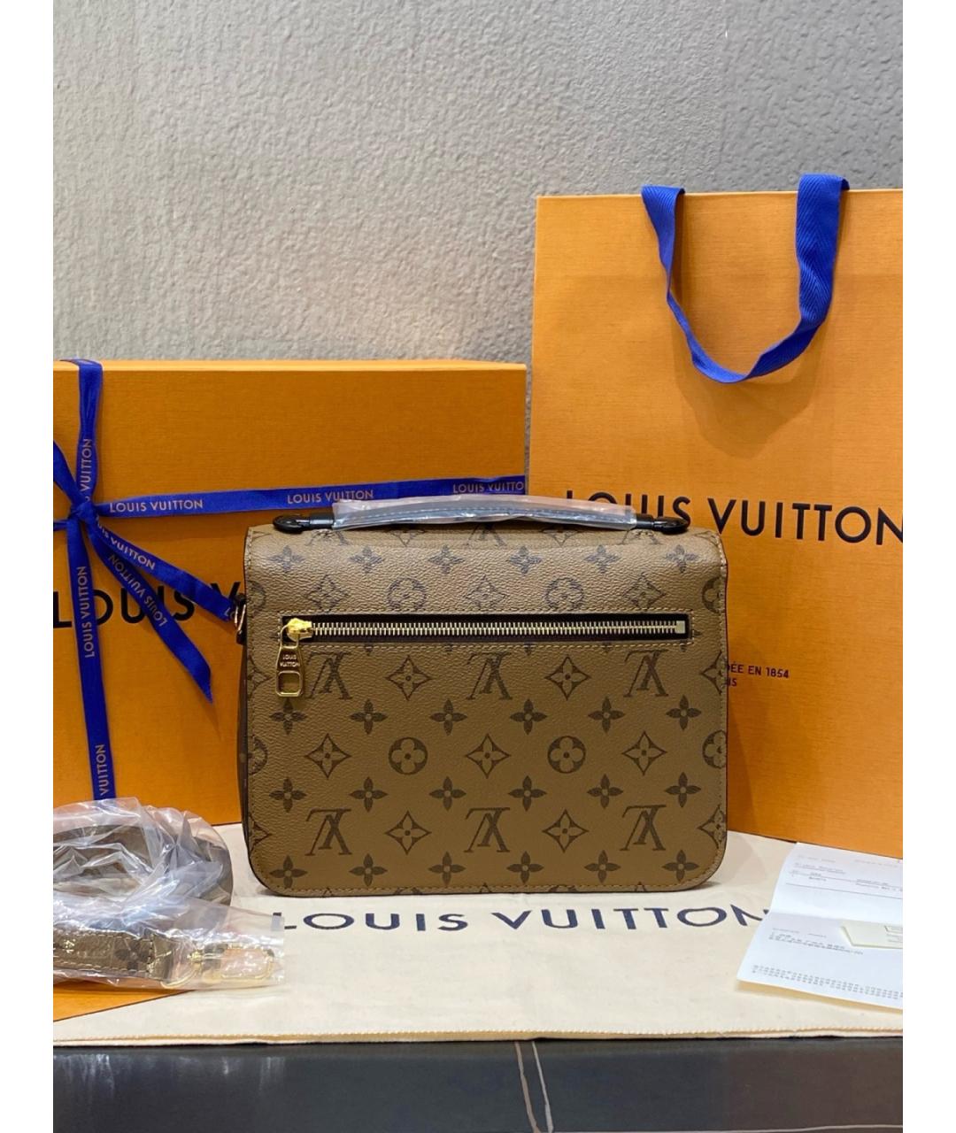 LOUIS VUITTON Коричневая канва сумка с короткими ручками, фото 2