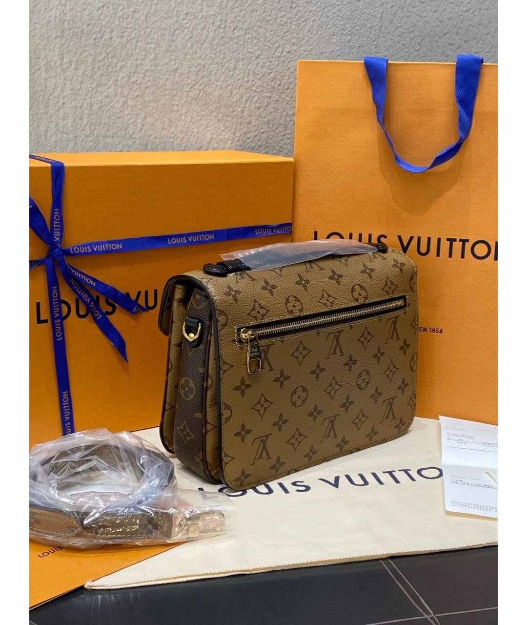 LOUIS VUITTON Коричневая канва сумка с короткими ручками, фото 4