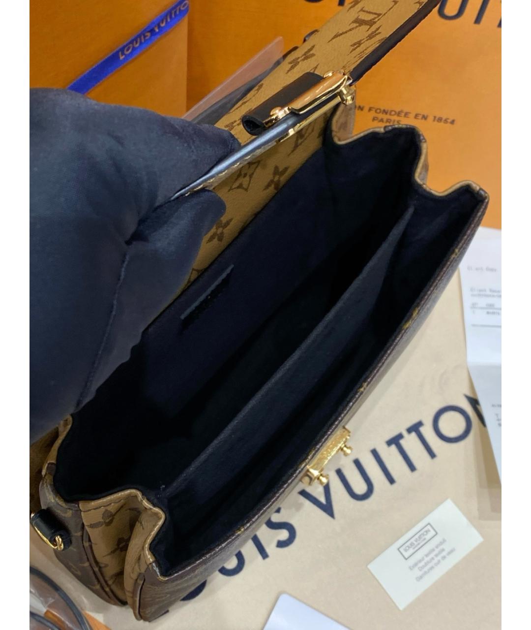 LOUIS VUITTON Коричневая канва сумка с короткими ручками, фото 7