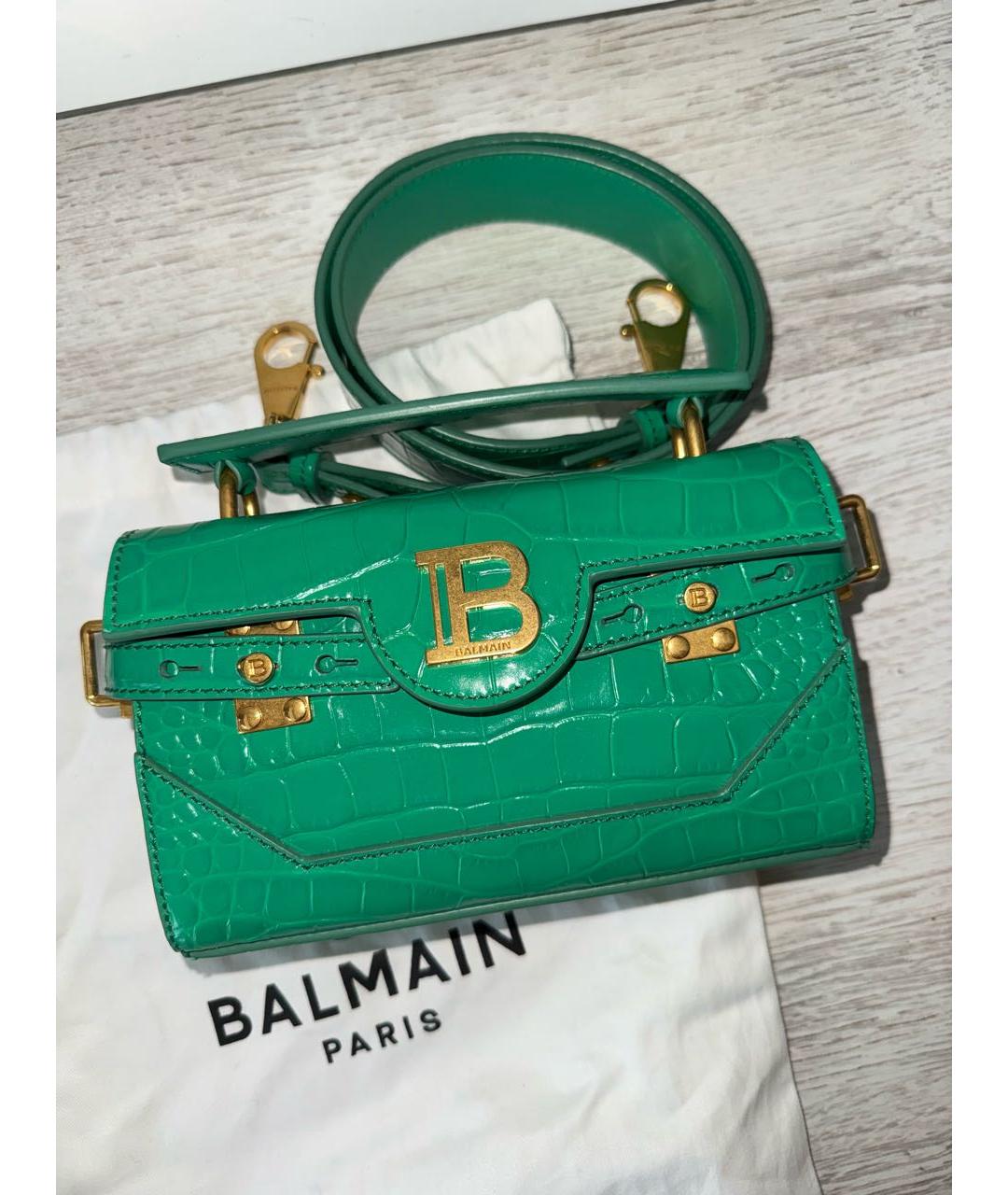 BALMAIN Зеленая кожаная сумка через плечо, фото 6