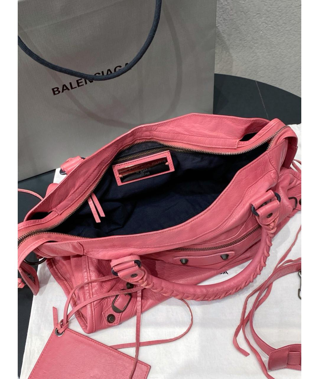 BALENCIAGA Розовая кожаная сумка с короткими ручками, фото 6