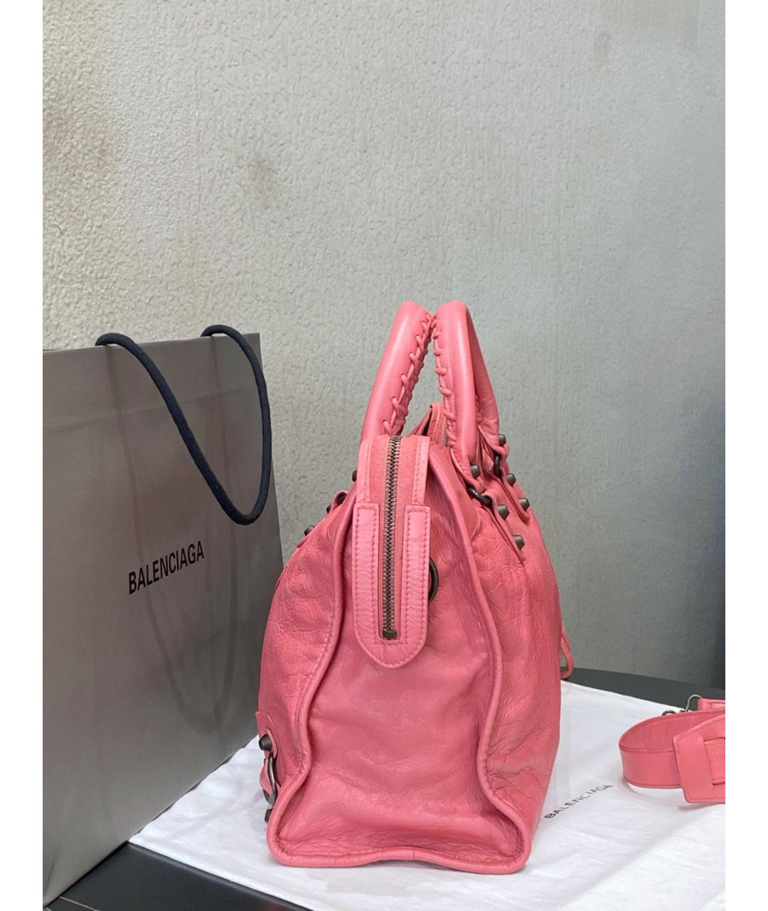 BALENCIAGA Розовая кожаная сумка с короткими ручками, фото 4