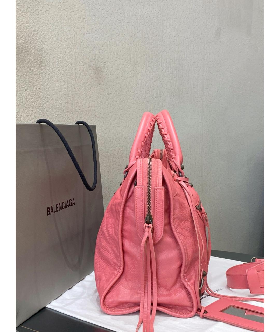 BALENCIAGA Розовая кожаная сумка с короткими ручками, фото 3