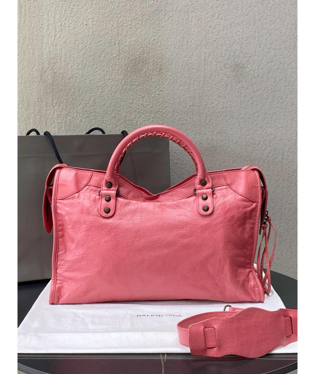 BALENCIAGA Розовая кожаная сумка с короткими ручками, фото 2