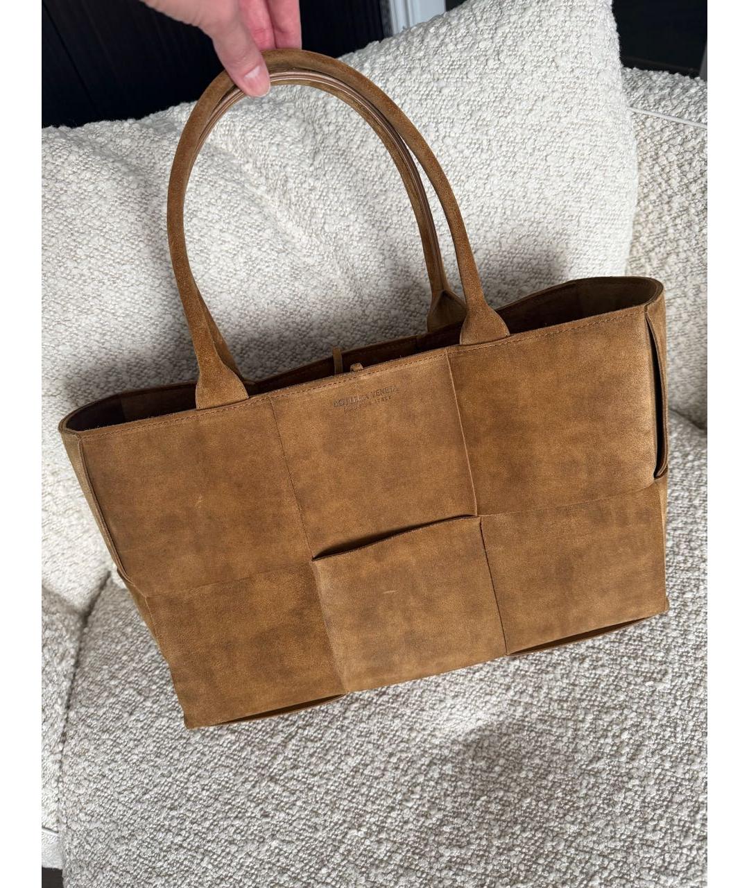 BOTTEGA VENETA Коричневая замшевая сумка тоут, фото 5