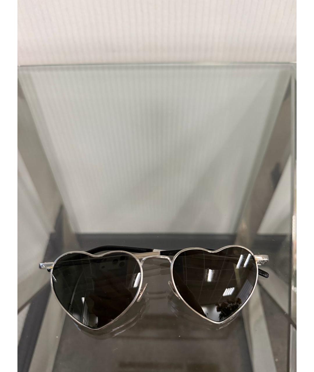 SAINT LAURENT Серебряные металлические солнцезащитные очки, фото 6