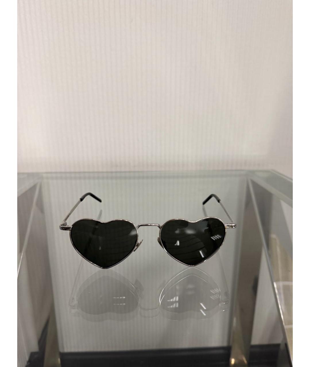 SAINT LAURENT Серебряные металлические солнцезащитные очки, фото 8