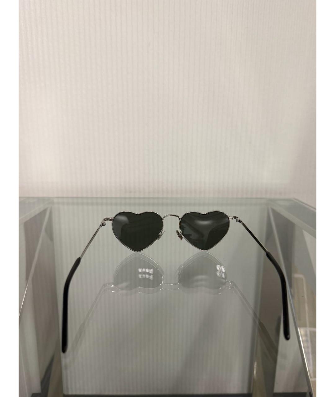 SAINT LAURENT Серебряные металлические солнцезащитные очки, фото 4