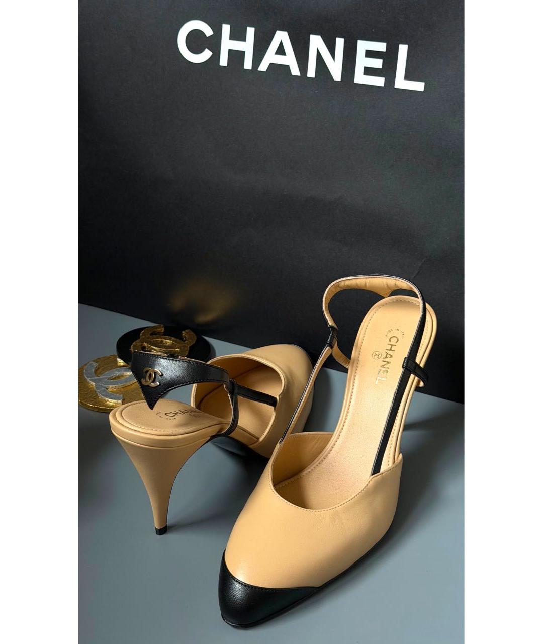 CHANEL Бежевые кожаные туфли, фото 2