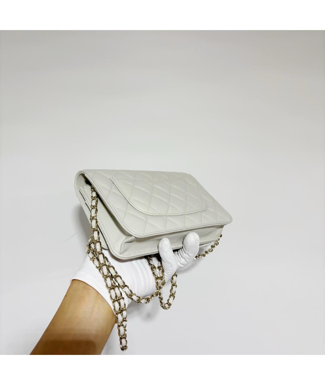 CHANEL Серая кожаная сумка через плечо, фото 4