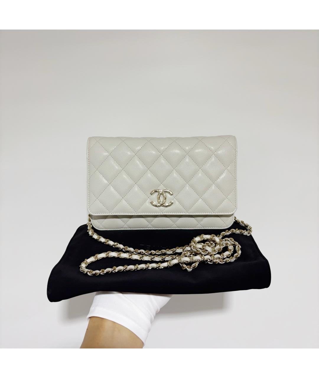 CHANEL Серая кожаная сумка через плечо, фото 6