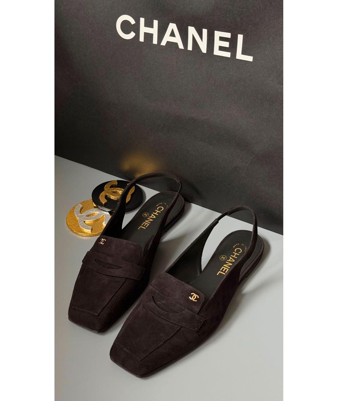 CHANEL Коричневые замшевые сабо, фото 2