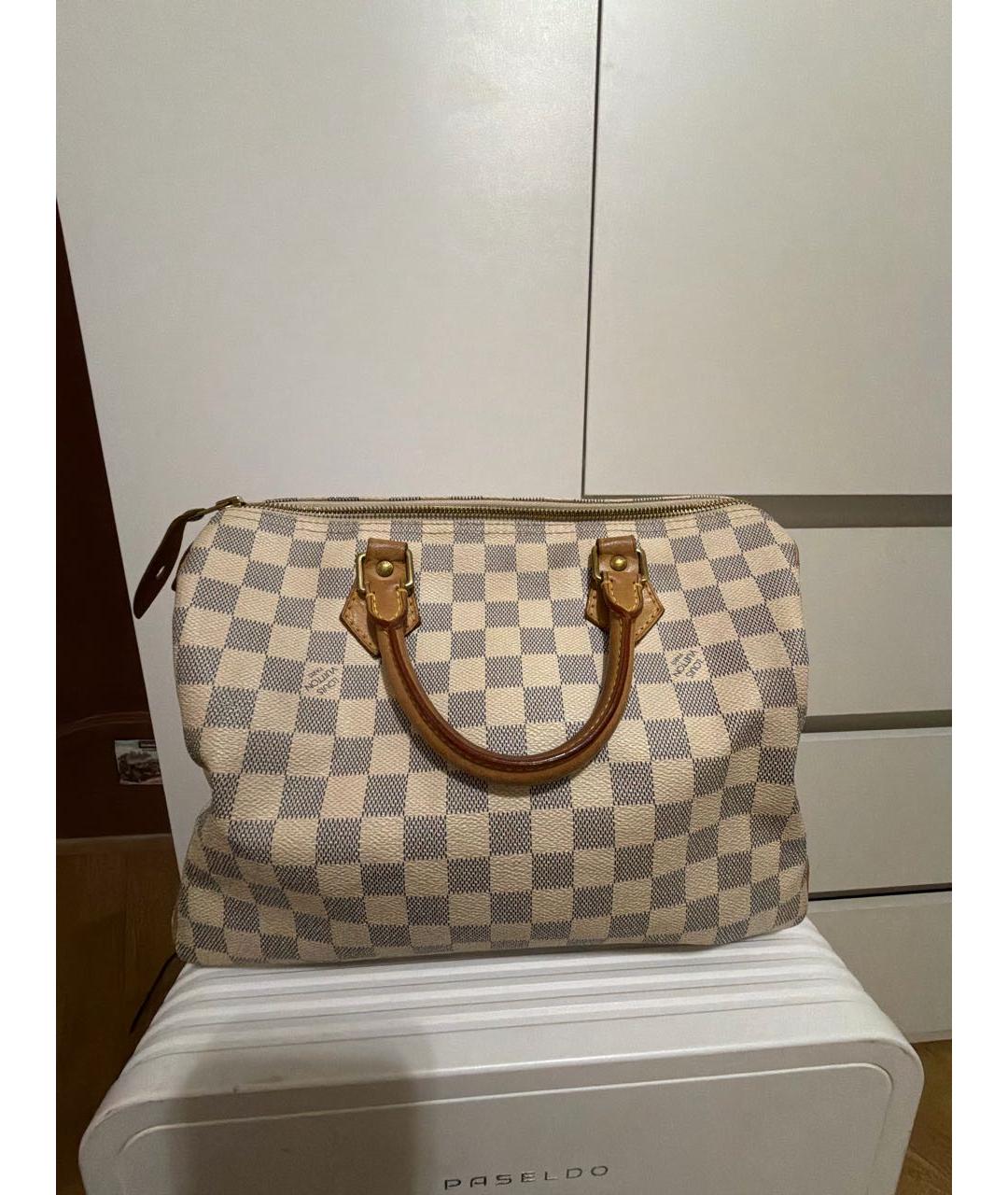 LOUIS VUITTON Бежевая кожаная сумка с короткими ручками, фото 3