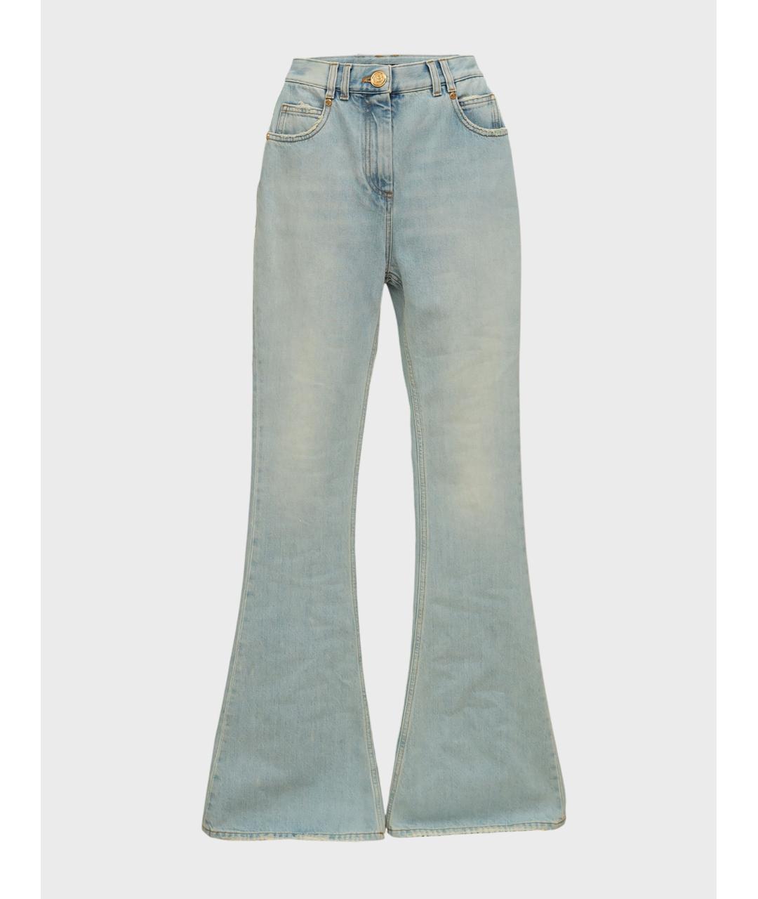 BALMAIN Голубые хлопковые джинсы клеш, фото 3