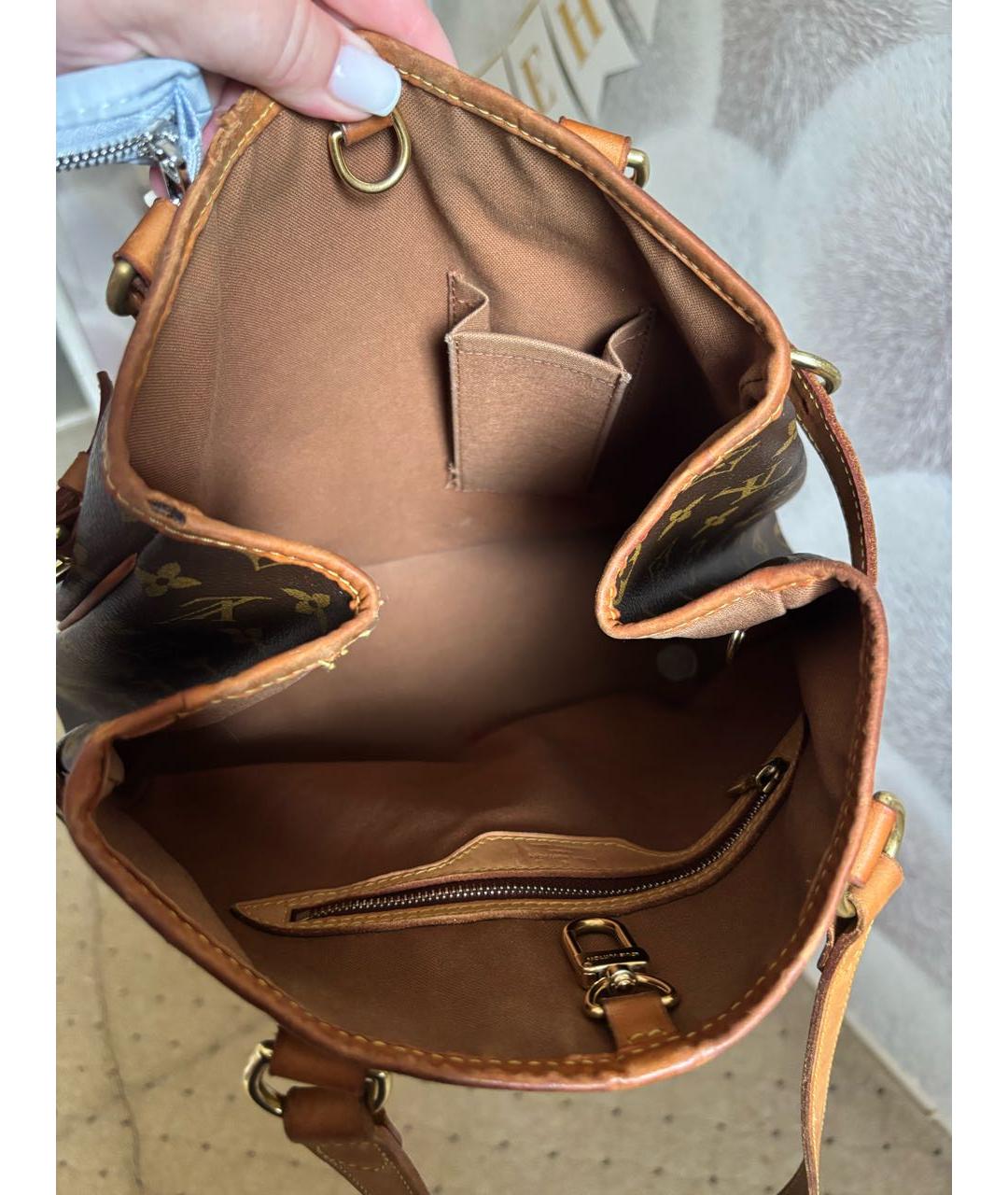 LOUIS VUITTON Коричневая канва сумка с короткими ручками, фото 4