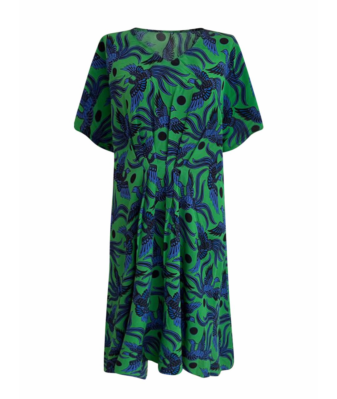 KENZO Зеленое шелковое повседневное платье, фото 1