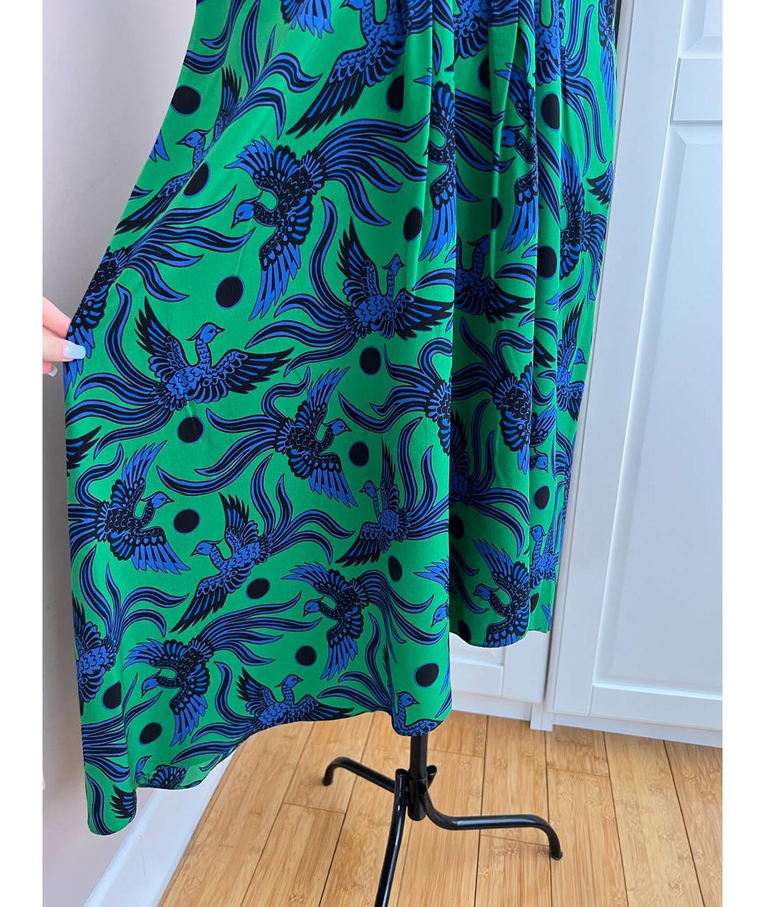 KENZO Зеленое шелковое повседневное платье, фото 5