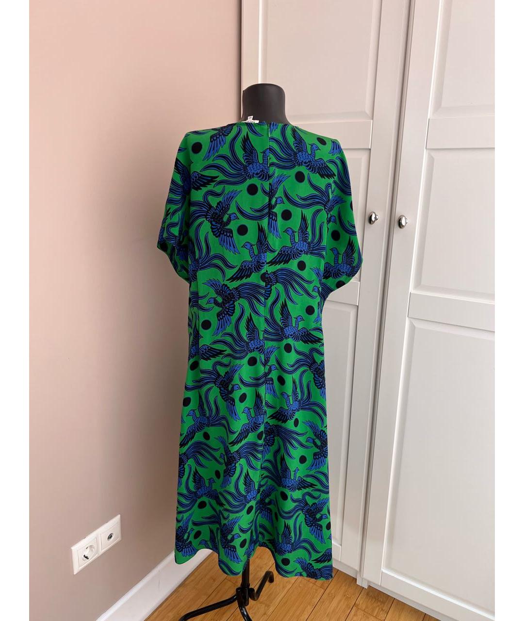 KENZO Зеленое шелковое повседневное платье, фото 2