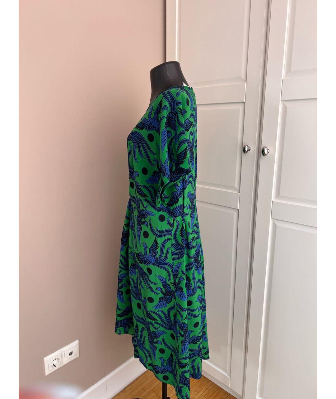 KENZO Зеленое шелковое повседневное платье, фото 3