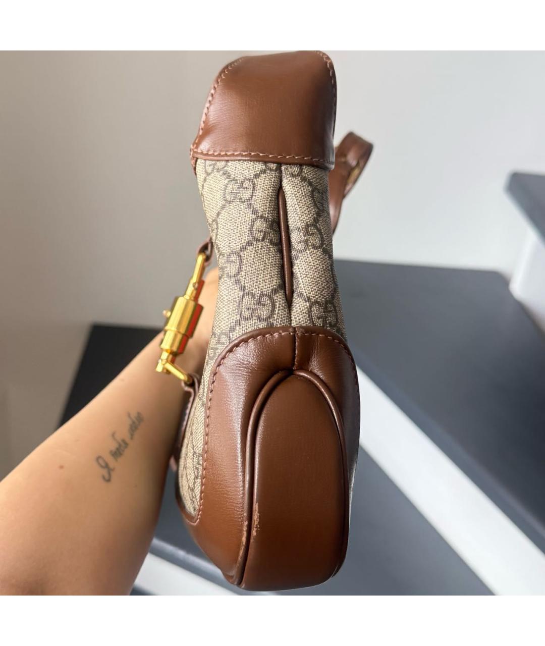 GUCCI Бежевая канва сумка с короткими ручками, фото 6