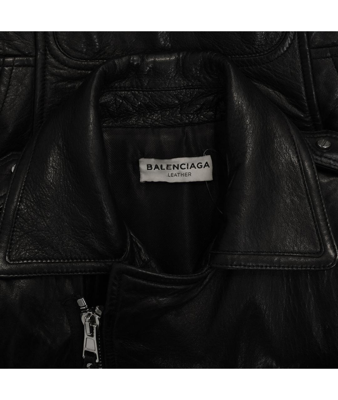 BALENCIAGA Черная кожаная куртка, фото 3